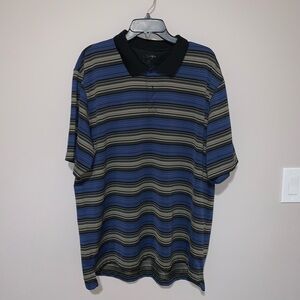 Striped Blue and Black Men's Polo Shirt IZOD XXL